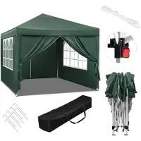 Woltu BukkitBow – Partyzelt mit Seitenwänden – faltbares Zelt – wasserdicht und wetterfest – Gartenpavillon – 300 x 300 cm – Grün