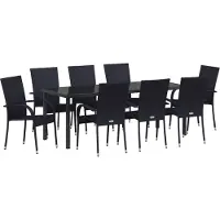 vidaXL Möbel 5-teiliges Garten-Essset Schwarz Poly-Rattan - Gartenstühle 3379407
