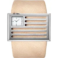 Calvin Klein Jeans Damenuhr Edelstahl Lederband Beige Silber K4513120
