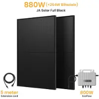 EcoFlow Balkonkraftwerk Set, 890/1000Wp Bifaziale Solarmodule, 800W Wechselrichter, Powerness - 2 x 450Wp Bifaziale Full Black / ohne Speicher / Powerness Express (Lieferzeit: 5-14 Werktage)