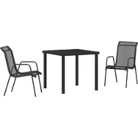 vidaXL 3-teiliges Garten-Ess-Set Schwarz Textilene und Stahl, Gartenstühle DesignMöbel Neu