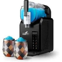 Bardi Slush Hero Combi – Slush-Maschine – Slush Puppy Maker 2,6 l + 2 Thermosbecher + 12 Slush-Löffel-Strohhalme – Für Slushies, Milchshakes, Frappés & Frozen Cocktails – Selbstreinigend – Schwarz