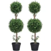 HOMCOM Künstlicher Buchsbaum 2er-Set Groß 91,6 cm