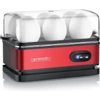 Arendo Edelstahl Eierkocher 6-fach, 400 W, Edelstahl, Warmhaltefunktion, Härtegrad einstellbar, rot