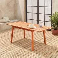 Sweeek - Holz-Gartentisch mit Verlängerung 120-180cm - Holzfarben