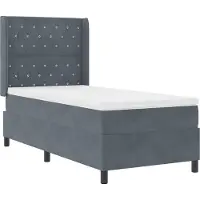 vidaXL Boxspringbett mit Matratze mit LED Dunkelgrau 90 x 200 cm Samt