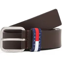 Tommy Hilfiger Ledergürtel TOMMY JEANS "TJM RYAN 3.5 cm breit", Herren, Gr. 110, braun (schwarz braun), Rindsleder, Gürtel Ledergürtel, mit Logo auf Gürtelschlaufe