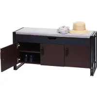Mendler Schuhkommode mit Sitzmöglichkeit MCW-A27, Kommode Bank mit Kissen, 53x110x30cm 3D-Struktur Metall dunkelbraun