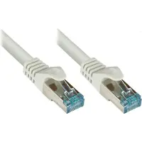 GOOD CONNECTIONS RNS Patchkabel Cat.6A, mit Messprotokoll + Serien-Nr., S/FTP, PiMF, halogenfrei (LSZH), 500MHz, 10Gbit/s, UL, grau, 15