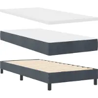 vidaXL LED Boxspringbett mit Matratze Dunkelgrau 100 x 200 cm Samt