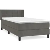 Syfax Boxspringbett mit Matratze Dunkelgrau 100x200 cm Samt