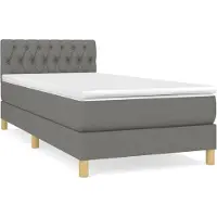 Syfax Boxspringbett mit Matratze Dunkelgrau 90x200 cm Stoff