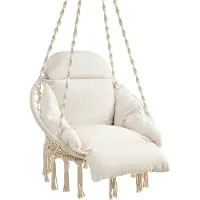 Songmics Hängesessel mit einem dicken Kissen Beige GDC042M01