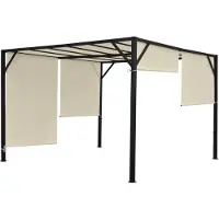 Mendler Pergola Baia, Garten Pavillon Terrassenüberdachung, stabiles 6cm-Stahl-Gestell + Schiebedach 3x3m