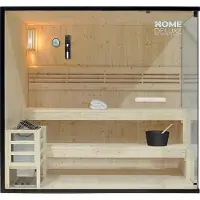 HOME DELUXE - Traditionelle Sauna - Shadow XL - 200 x 150 x 190 cm - für 5 Personen - hochwertiges Fichtenholz, inkl. Saunaofen, Saunazubehör I Dampfsauna Aufgusssauna Finnische Sauna Sauna