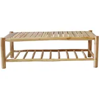 Möbilia Couchtisch | aus Teakholz | mit 2 Ablagen | natur | B 140 x T 70 x H 45 cm | 11020032 | Serie GARTEN