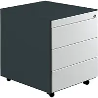 Mauser Schubladenrollcontainer, HxT 570x600mm, Stahlpl., 3 Schubl.,anthrazit/lichtgrau