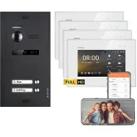 Balter EVO HD Video Türsprechanlagen Schwarz/Weiß 2 Familienhaus Set 2x 7 Monitor WiFi + 2x 7 Monitor