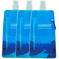 Allspares Wasserflasche 0,65L Squeezable Pouch (3 Stück) – Wiederverwendbare Trinkflaschen für Camping, Wandern, Outdoor & Notfälle