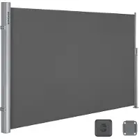 Songmics Alu Seitenmarkise 180 x 350 cm 280 g/m² ausziehbar Sichtschutz, Sonnenschutz für Balkon & Terrasse anthrazit GSA185G