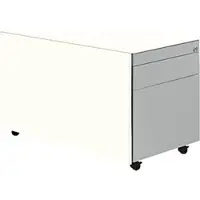 Mauser Schubladencontainer mit Rollen, 520x800, 1 Materialschub, 1 Hängereg, weiß/alu