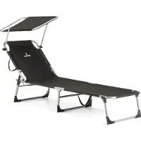 Outtec Klappbare Gartensessel Sonnenliege mit Sonnendach - bis 120 kg - Liegestuhl Klappliege Gartenliege Campingstuhl Strandliege