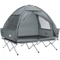 SoBuy OGS32-II-L-HG Feldbett mit Zelt 2 Personen 4in1 Zelt auf Stelzen mit Rolltasche Wasserdichtes Campingbett ohne Matratze Angelzelt bis 180 kg
