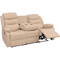 Mendler 3er Kinosessel MCW-O62, Relaxsessel Fernsehsessel mit Armlehne Getränkehalter, Liegefunktion Kunstleder creme