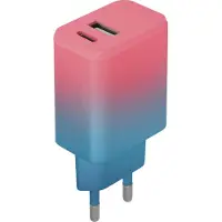 Setty USB + USB-C 20W Wandladegerät Pink Blau Schnellladefunktion Leistungsstark