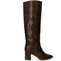 Manfield Braune Lederstiefel mit Absatz und Schlangenmuster | Größe 36