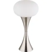 Globo Lighting Tischleuchte Metall Nickel matt, Glas opal, Kabel PVC schwarz, Wippschalter am Kabel, ø: 180mm, H: 369mm, Kabellänge 1500mm, exkl. 1x E14 25W 230V