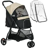 PawHut Hundewagen Polyester Stahl Khaki 80,5L x 51,5B x 100H cm