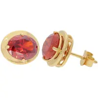 Trendor 28808-16 Damen-Ohrstecker 925 Silber Vergoldet Synth. Padparadscha