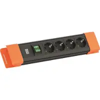 Bachmann CONNECTUS 4xCEE7/3, 1xSchalter 2,0m CEE7/7 Schwarz/Orange