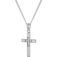 Trendor 28594 Kreuz 18 mm Weißgold 333 (8 Kt) mit Silber-Halskette