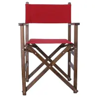 Wellhome Regiestuhl Mit Walnussstruktur Und Weinrotem Leinwand 51x46x86 Cm