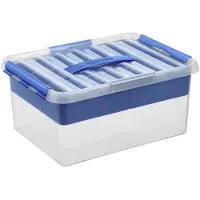 Q-Line - Q-line Aufbewahrungsbox mit Einsatz 15L transparent blau - 40 x 30 x 18 cm