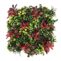 Wellhome Künstliches Vertikales Gartenhecken-paneel Für Innen-und Außendekoration In Roten Und Grünen Farben Für Eine Natürliche Einrichtung 100x100cm