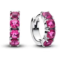 Pandora 293851C02 Damen-Creolen Ohrringe Pink Silber
