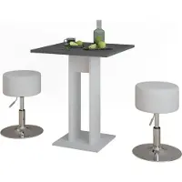 Vicco Esstisch Set Repose Weiß/Anthrazit 65 x 65 cm mit 2 Hockern, Model 55738