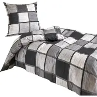 TRAUMSCHLAF Mako-Satin Bettwäschegarnitur Verso grau 200x220 cm + 2x 80x80 cm