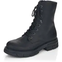 Rieker Schnürboots , Damen, Gr. 36, wärmend, schwarz (schwarz, uni), Nubuklederimitat, unifarben, Schuhe Schnürboots, mit kräftiger Profilsohle, Topseller