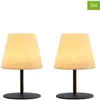 Lumisky 2er-Pack kabellose Tischleuchten – – TWINS – Höhe 16 cm – Grauer Stahlsockel – Warmweißes und weißes LED-Licht