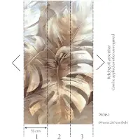 Living Walls Vliestapete "Fototapete Monstera-Blätter Beige Gold erweiterbar" botanisch strukturiert
