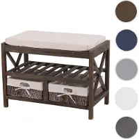 Mendler Schuhregal HWC-C48, Sitzbank Schuhablage, Shabby-Look Vintage 45x65x34cm ~ braun