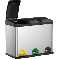 Songmics Mülleimer Mülltrennsystem, Abfalleimer, Edelstahl, 45 L