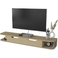En.casa TV-Lowboard hängend 'Karjali' Fernsehschrank 150 x 30 x 19 cm mit Klappfach und 2 offenen Fächern Eicheoptik