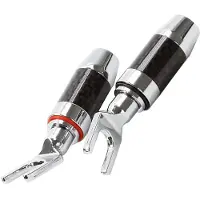 Dynavox Fork -Kabelschuhset - Kohlenstoff - Vergoldet - Rot/Schwarz
