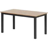 Beliani Garten Beistelltisch Hellbraun / Schwarz Kunstholz und Aluminium Rechteckig 96 x 52 cm Latten-Optik Lamellen-Optik Modern Terrasse Couchtisch