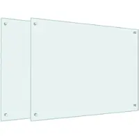 vidaXL Küchenrückwände 2 Stk. Weiß 80x60 cm Hartglas